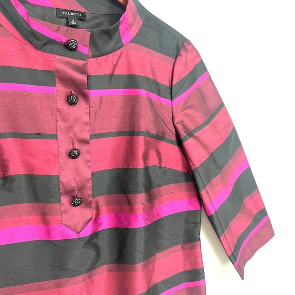 Talbots Womens 100% Silk Size 2 Red Formal Blouse Shirt Top Elegant Artsy Casual - Picture 4 of 9